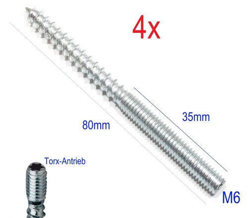 4st m6x80mm stockschraube - m6x80mm,