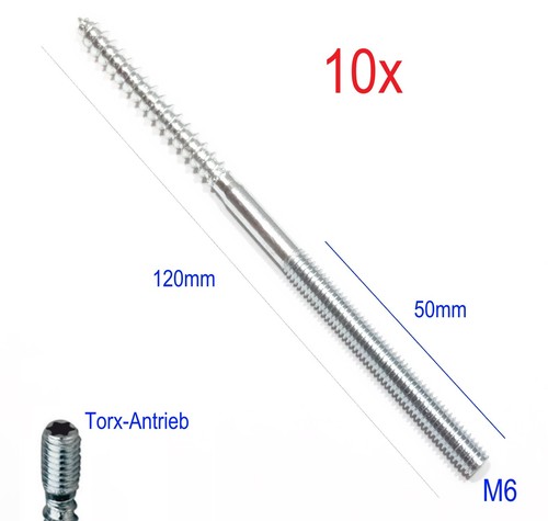 10st m6x120mm stockschraube - 10st.,