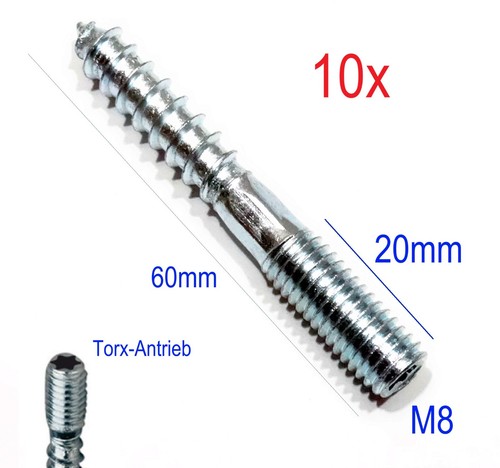 10st m8x60mm stockschraube - m8x60mm,