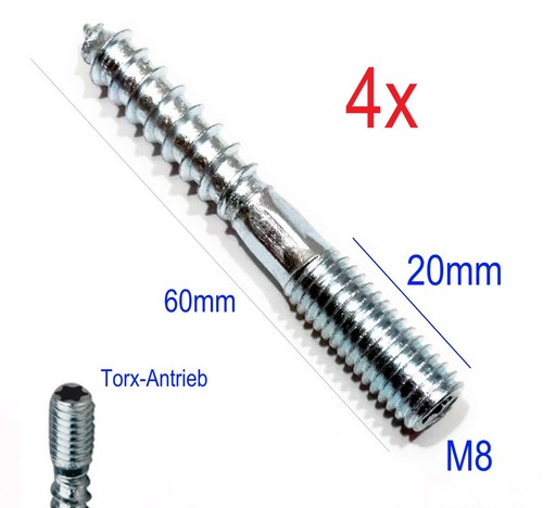 4st m8x60mm stockschraube - 4st.,