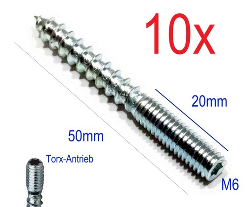 10st m6x50mm stockschraube - 10st.,