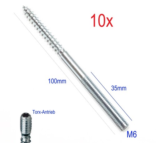 10st m6x100mm stockschraube - 10st.,
