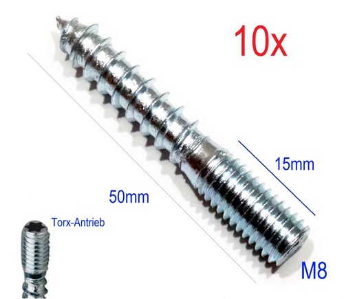 10st m8x50mm stockschraube - 10st.,
