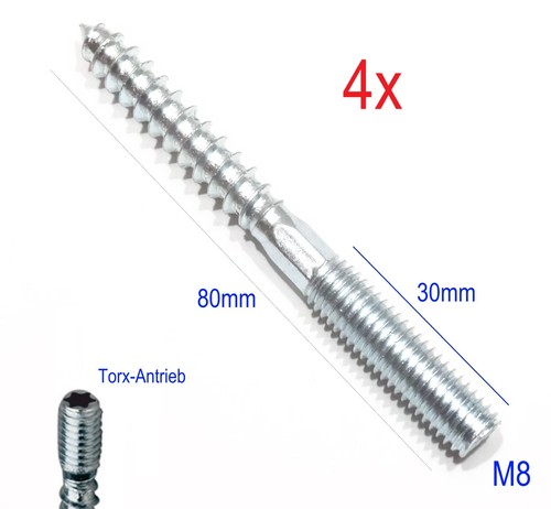 4st m8x80mm stockschraube - 4st.,