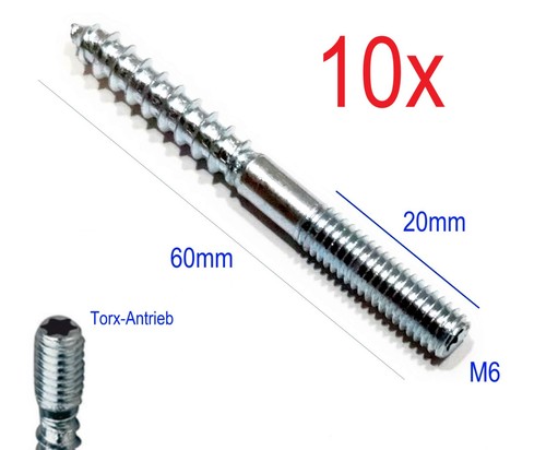10st m6x60mm stockschraube - m6x60mm,